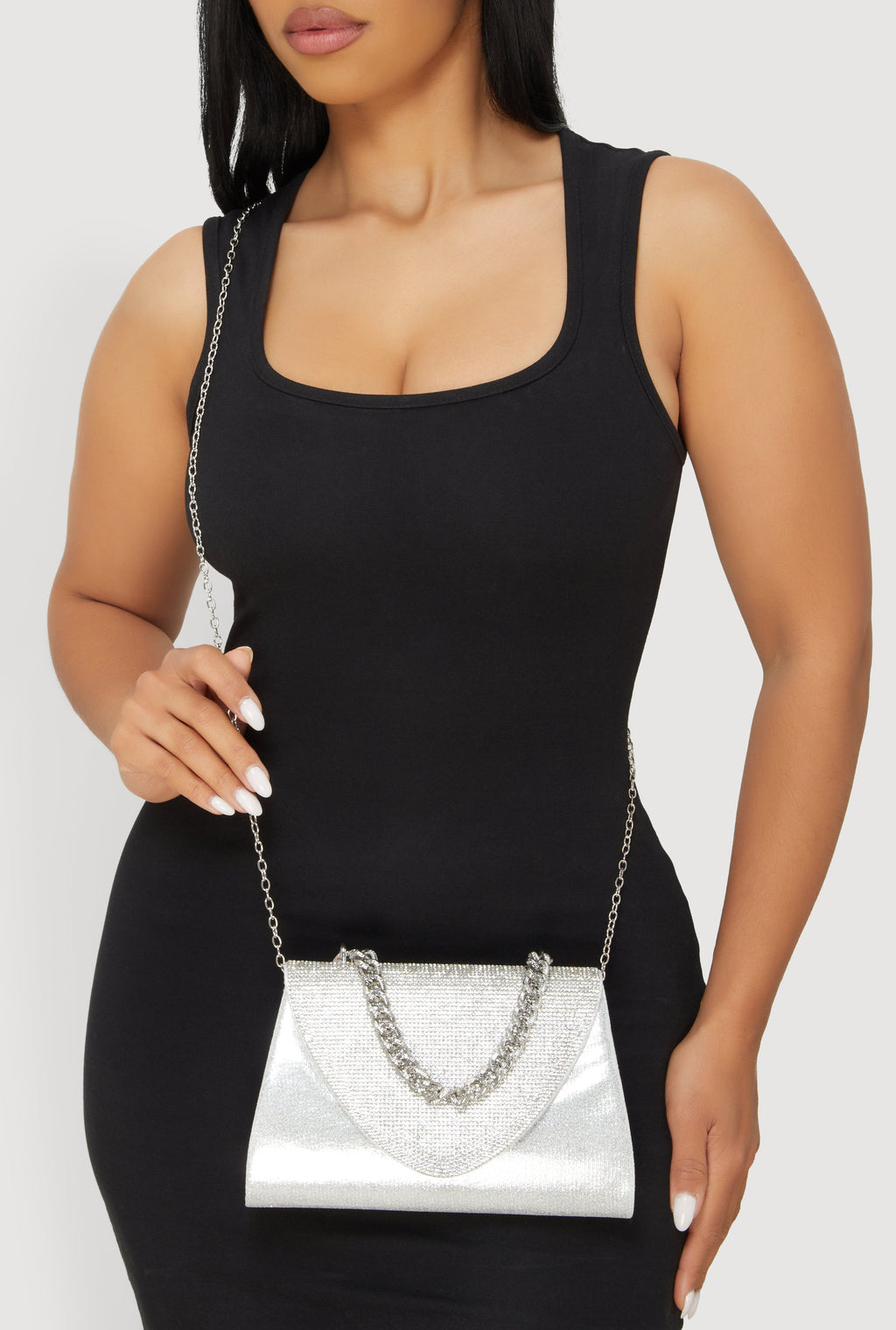 Rhinestone Flap Convertible Crossbody Handbag
