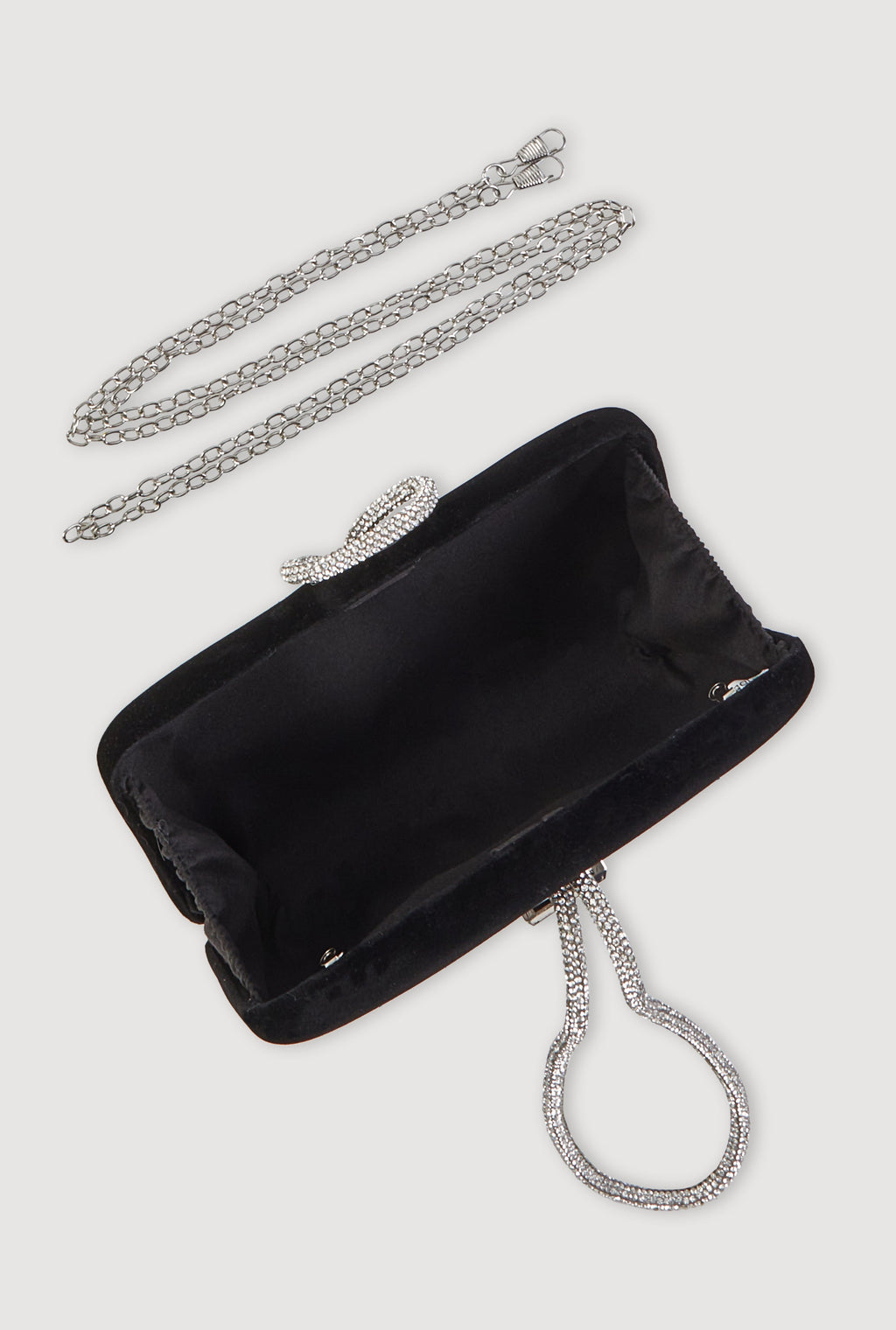 Encrusted Rhinestone Loop Strap Convertible Clutch