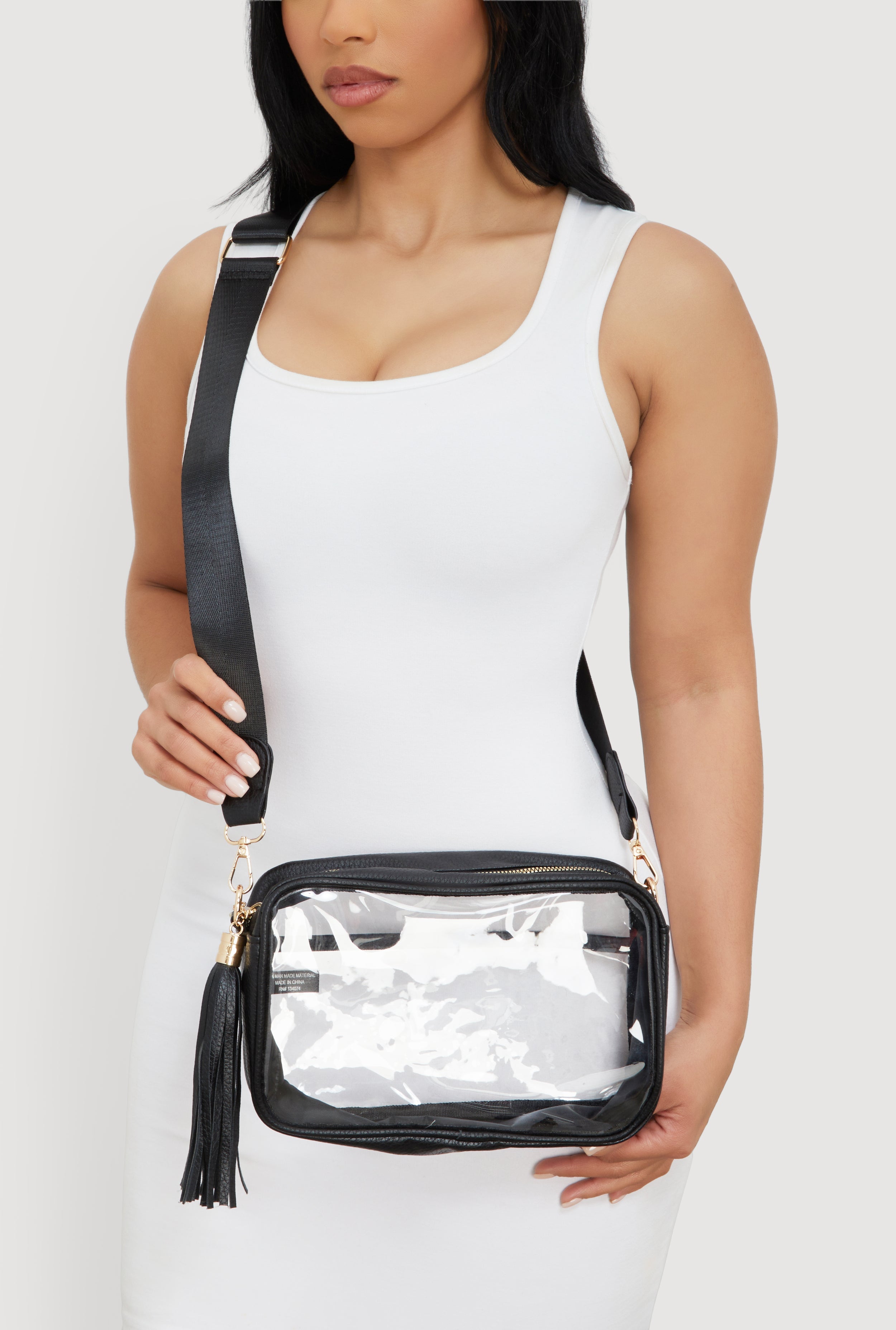 Transparent Crossbody Bag with Tassel