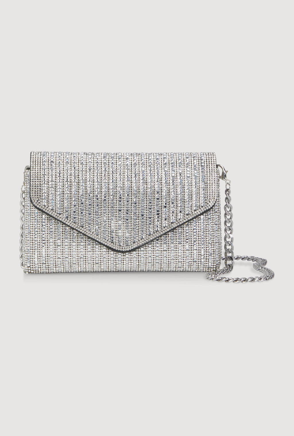 Rhinestone Envelope Clutch Bag with Removable Chain Strap
