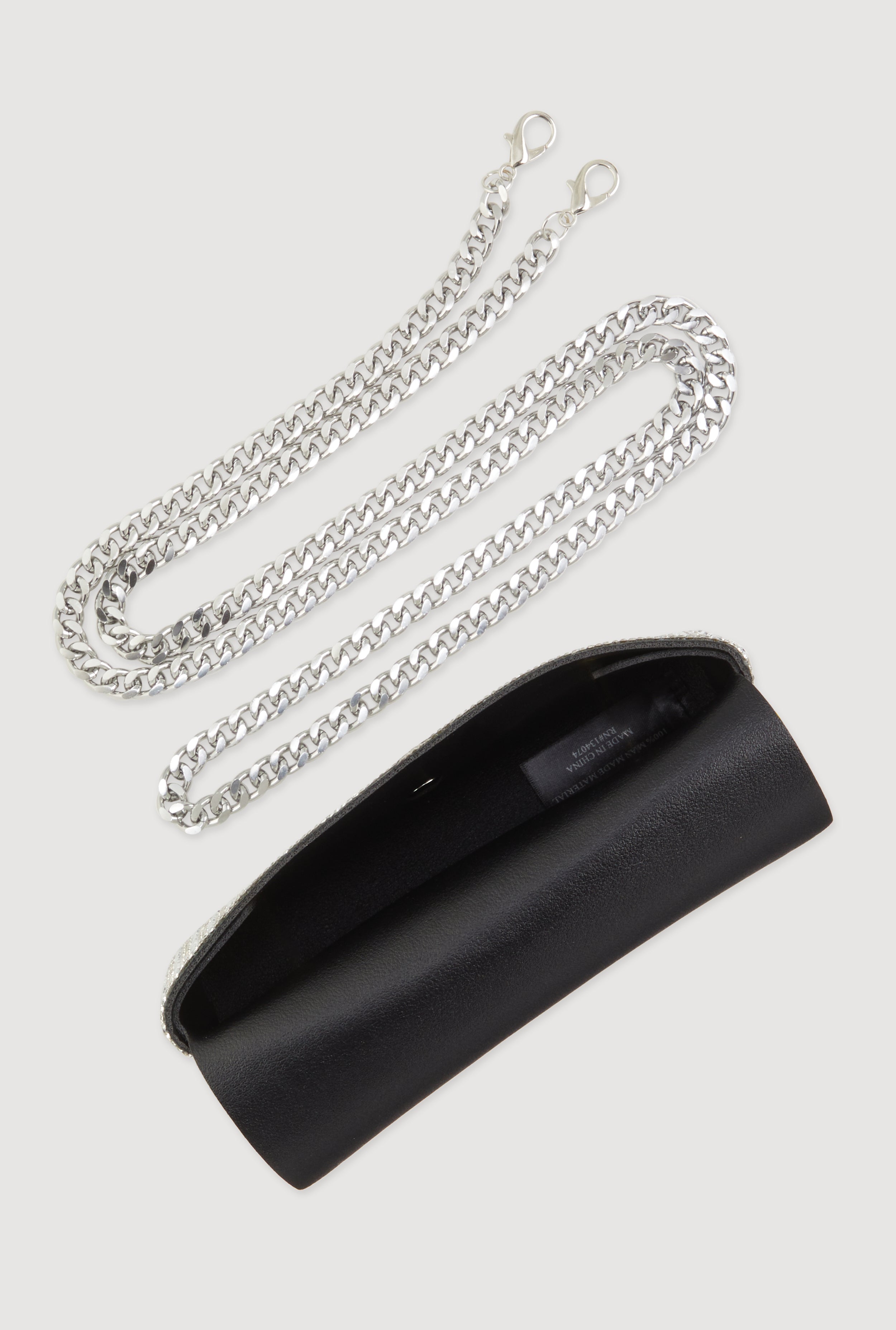Rhinestone Envelope Clutch Bag with Removable Chain Strap